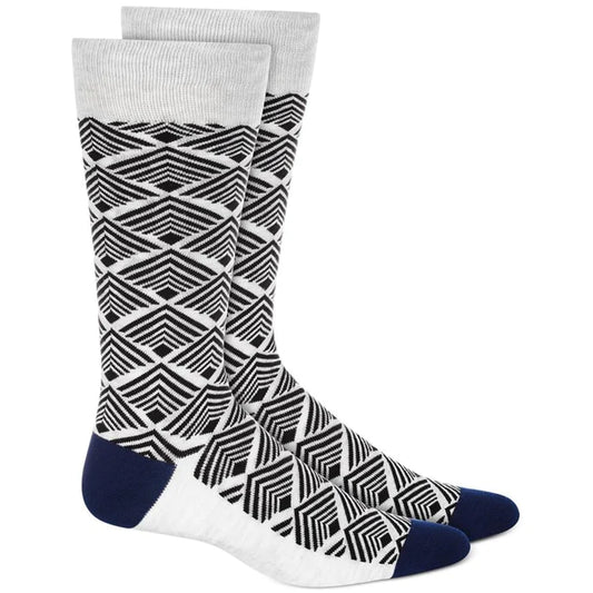 Alfani Mens Linear Geometric Dress Socks  Color White Triangle ONE SIZE