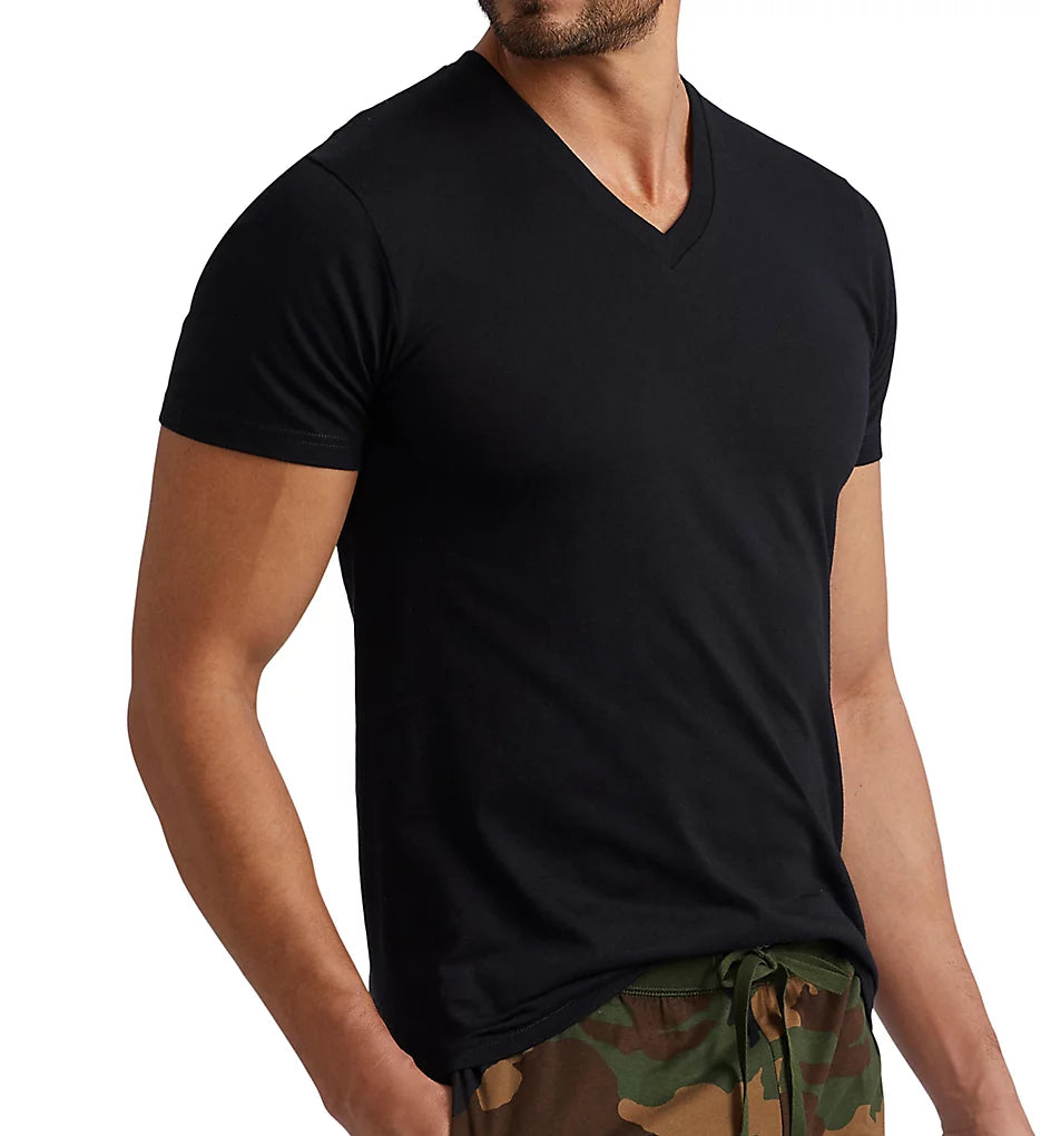 Polo Ralph Lauren Mens 6-Pk. Solid V-Neck Undershirt  Color Polo Black Size L