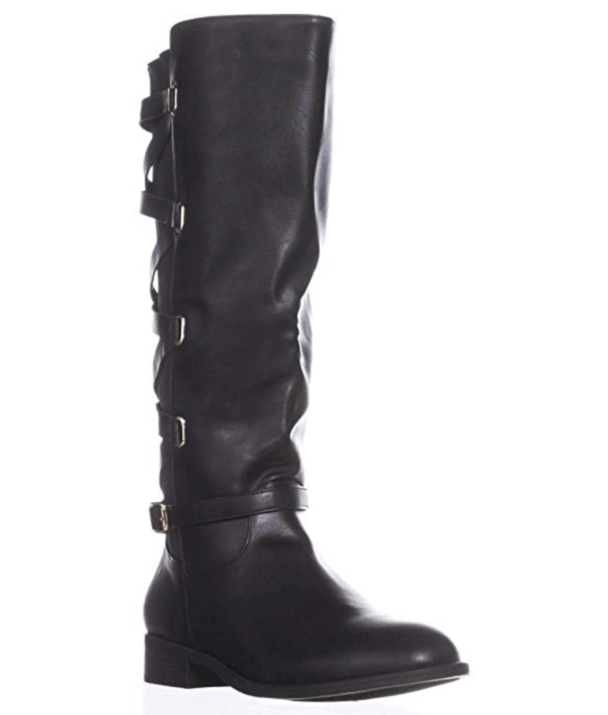 Thalia Sodi Womens Veronika Faux Leather Wide Calf Over-The-Knee Boots Size: 7.5 M Color: Black