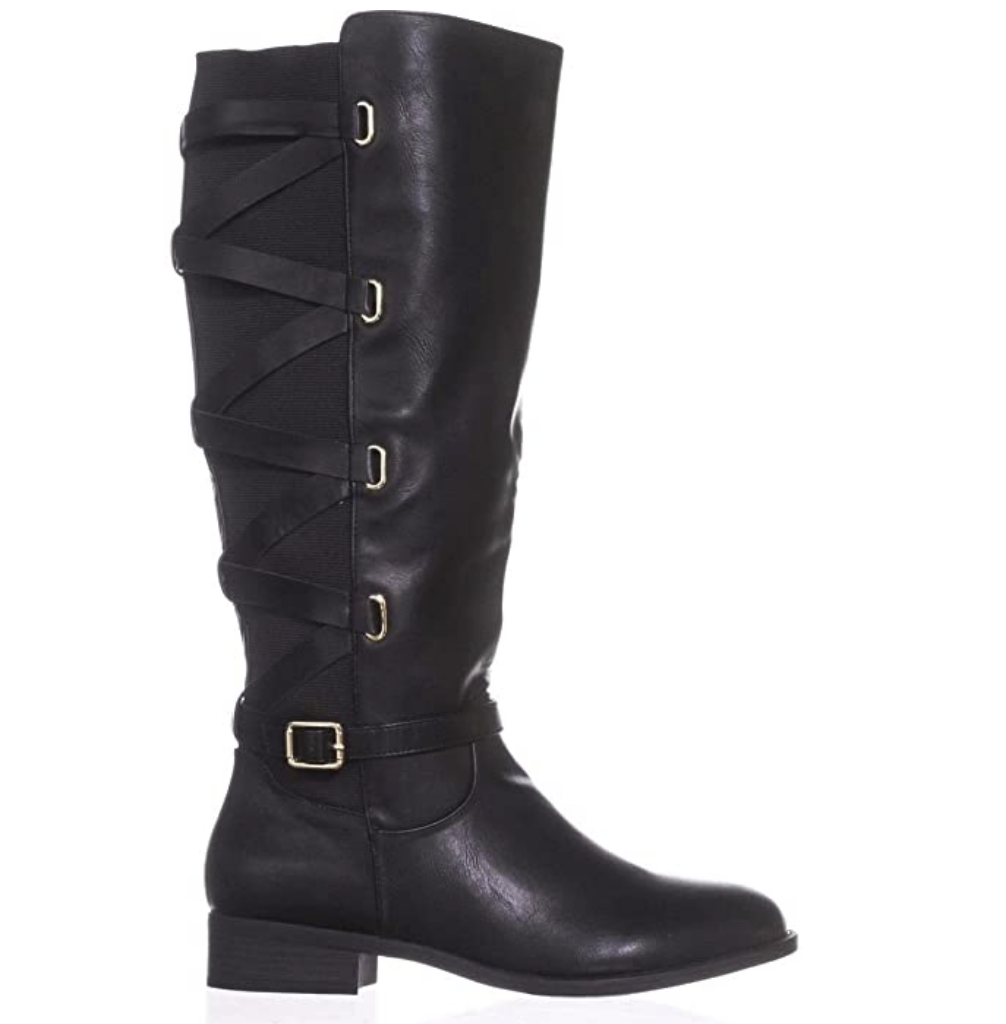 Thalia Sodi Womens Veronika Faux Leather Wide Calf Over-The-Knee Boots Size: 7.5 M Color: Black