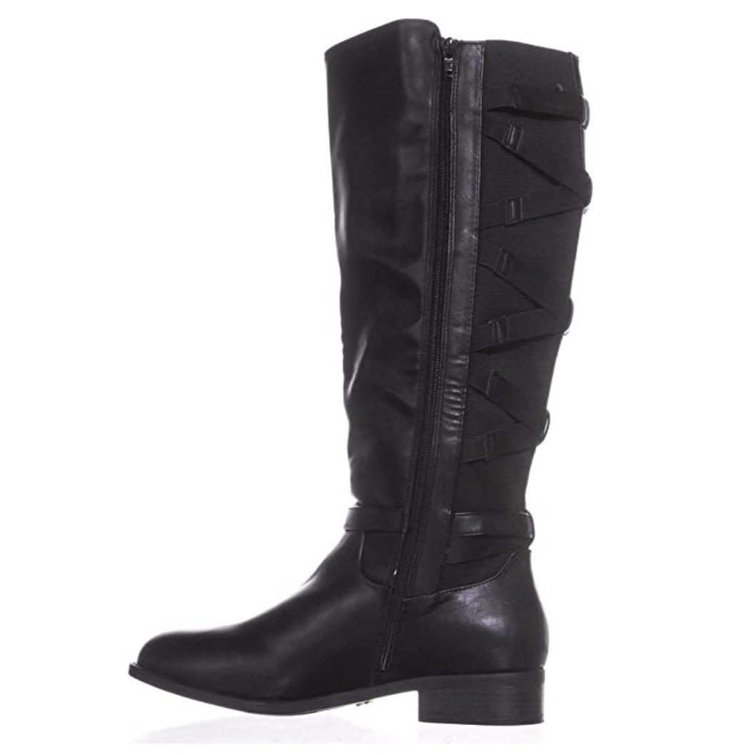 Thalia Sodi Womens Veronika Faux Leather Wide Calf Over-The-Knee Boots Size: 7.5 M Color: Black