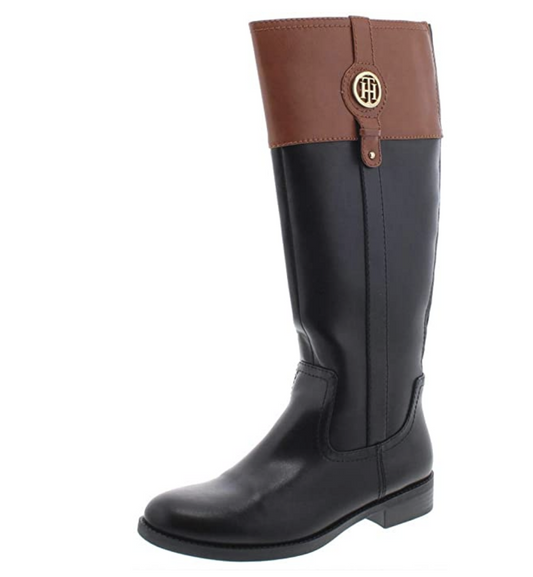 Tommy Hilfiger  Womens Imina Leather Closed Toe Knee High Riding Boots  Color Black Multi