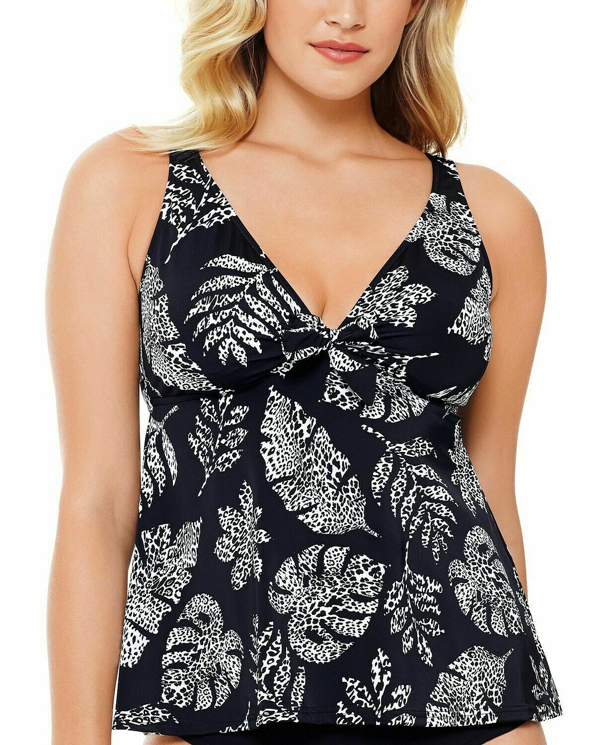 Swim Solutions Spotted Leaves Printed Underwire Tankini Top