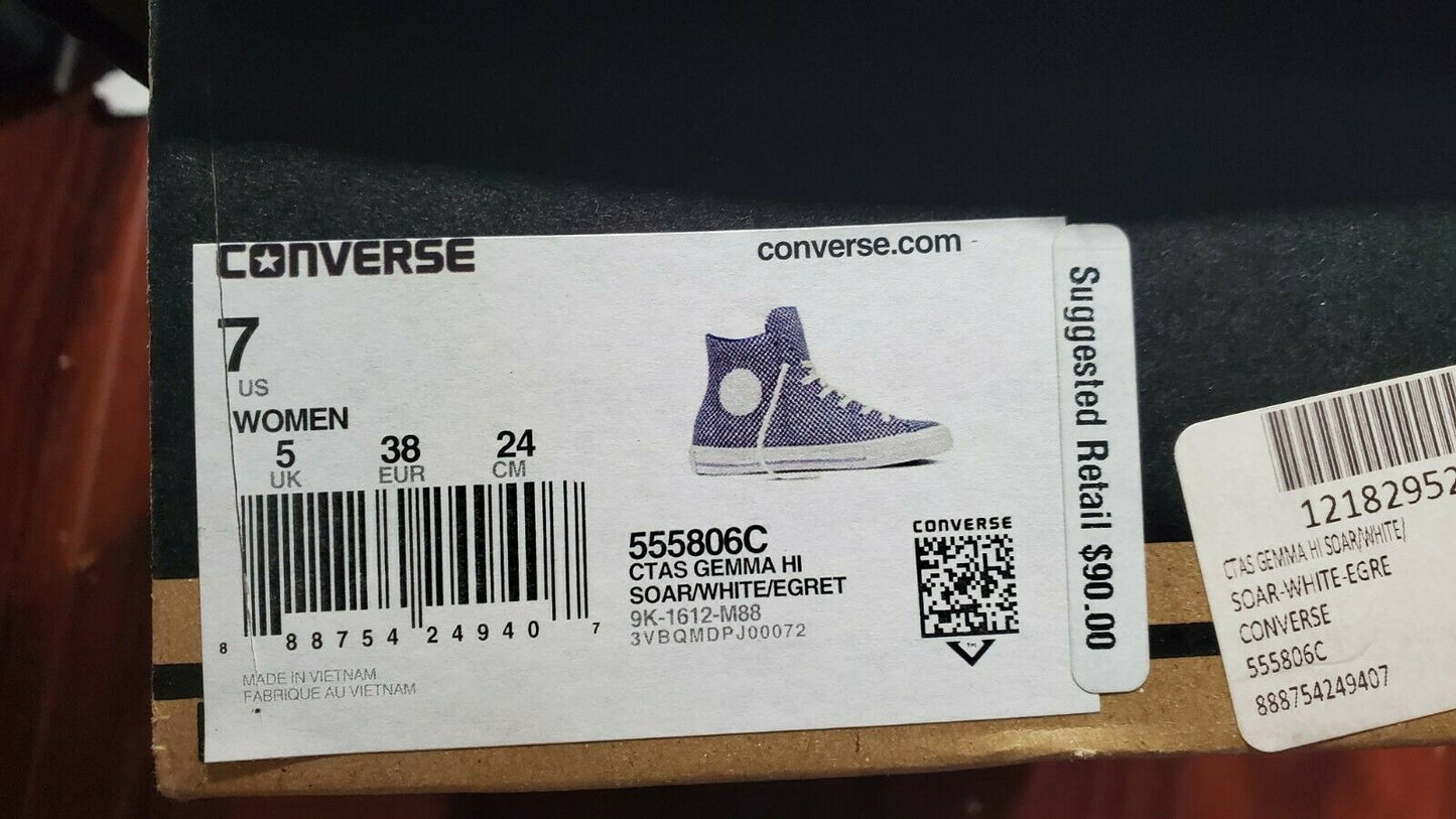 CONVERSE  WOMEN'S ALL STAR HI SNEAKER SHOES  Color GEMMA HI BLUE  Size 7M