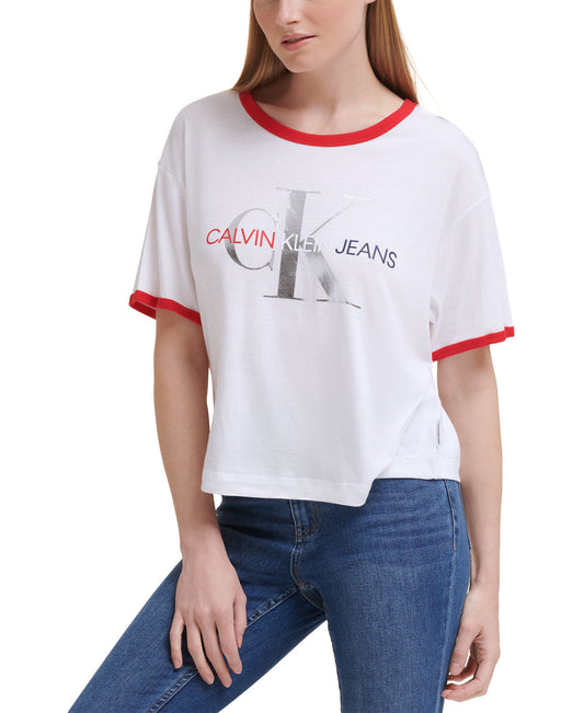 Calvin Klein Jeans Women's Americana Logo T-Shirt   Color White Size XL