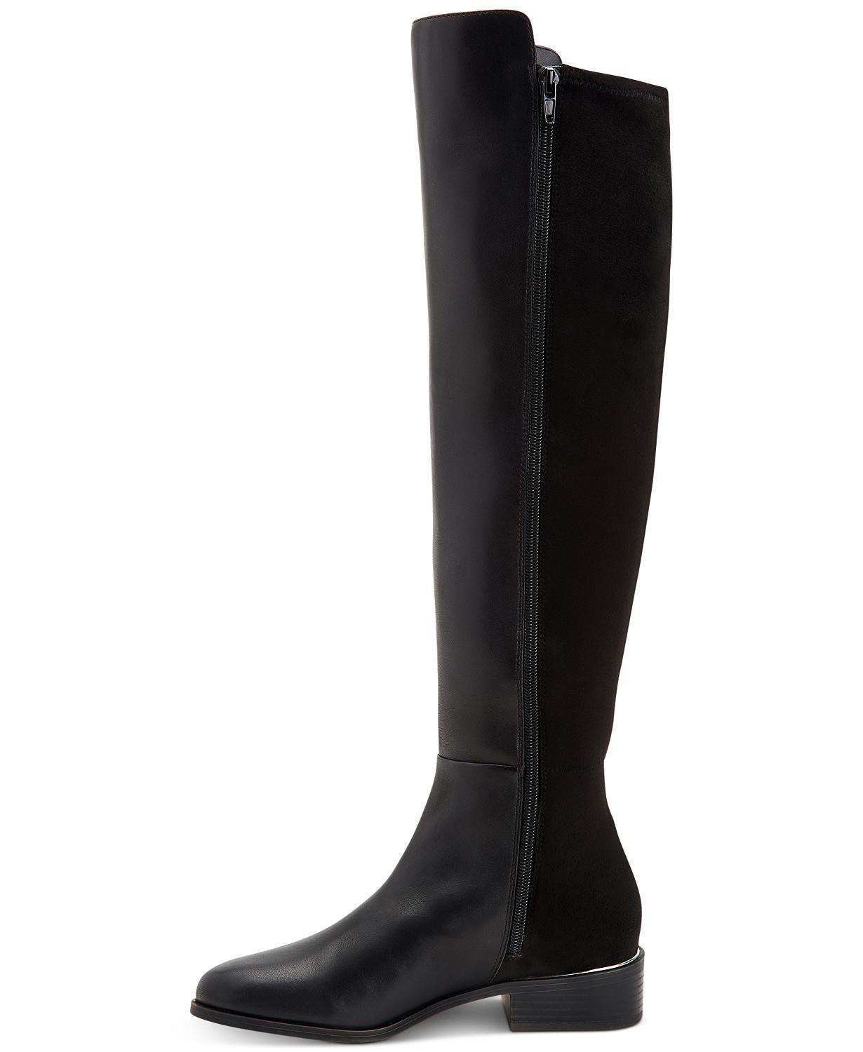 Alfani Womens Ludlowe Over-The-Knee Boots Color Black Leather Micro Size 7.5M