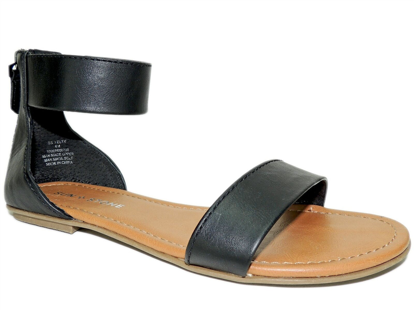 Sun Stone Women's Keley Flat Sandals   Color Black  Size 6M