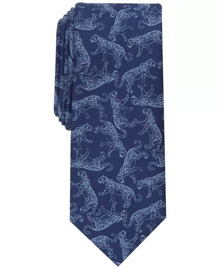 Bar III Mens Leopard Solid Skinny Tie  Color Navy One Size
