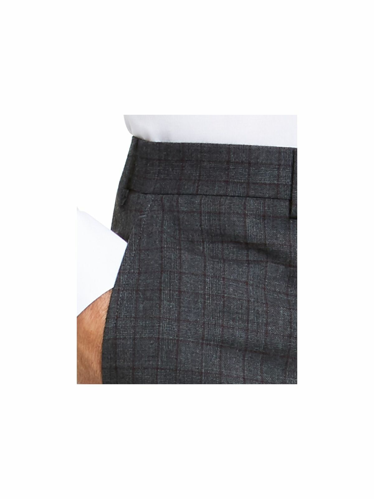 RALPH LAUREN Mens Gray Stretch Windowpane Plaid Stretch Pants   Color Gray 30W x 30L