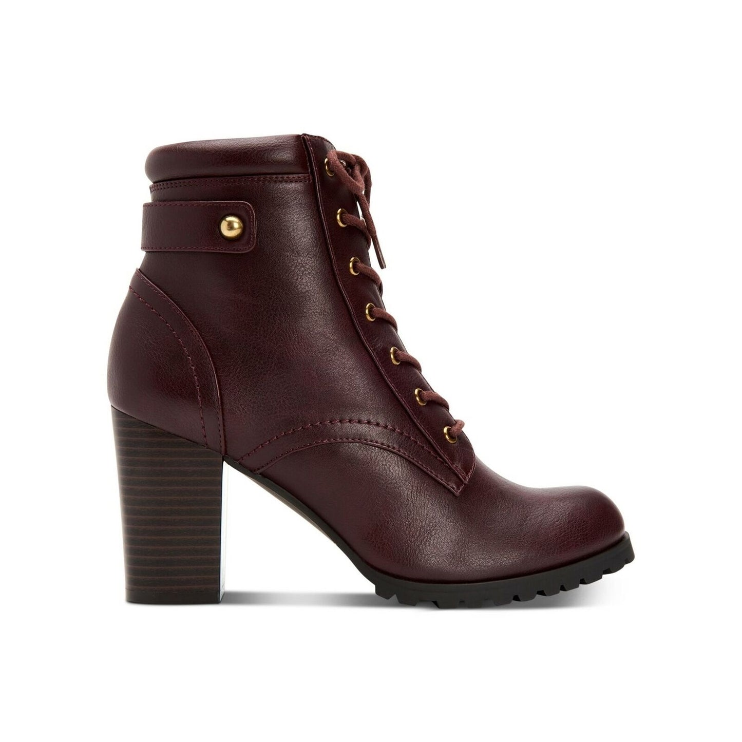 Style & Co Women Block Heel Ankle Booties Cassy   Color Wine Faux Leather