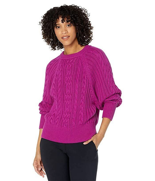 Lauren Ralph Lauren Cable-Knit Dolman-Sleeve Sweater  Color French Orchid Size XL