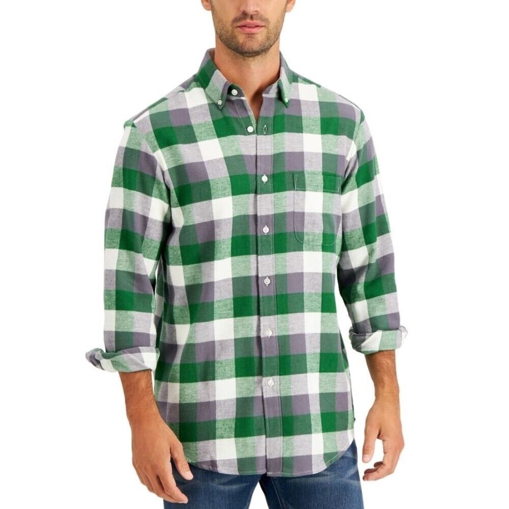 Club Room Men's Buffalo Plaid Shirt  Color Green Size 2XL