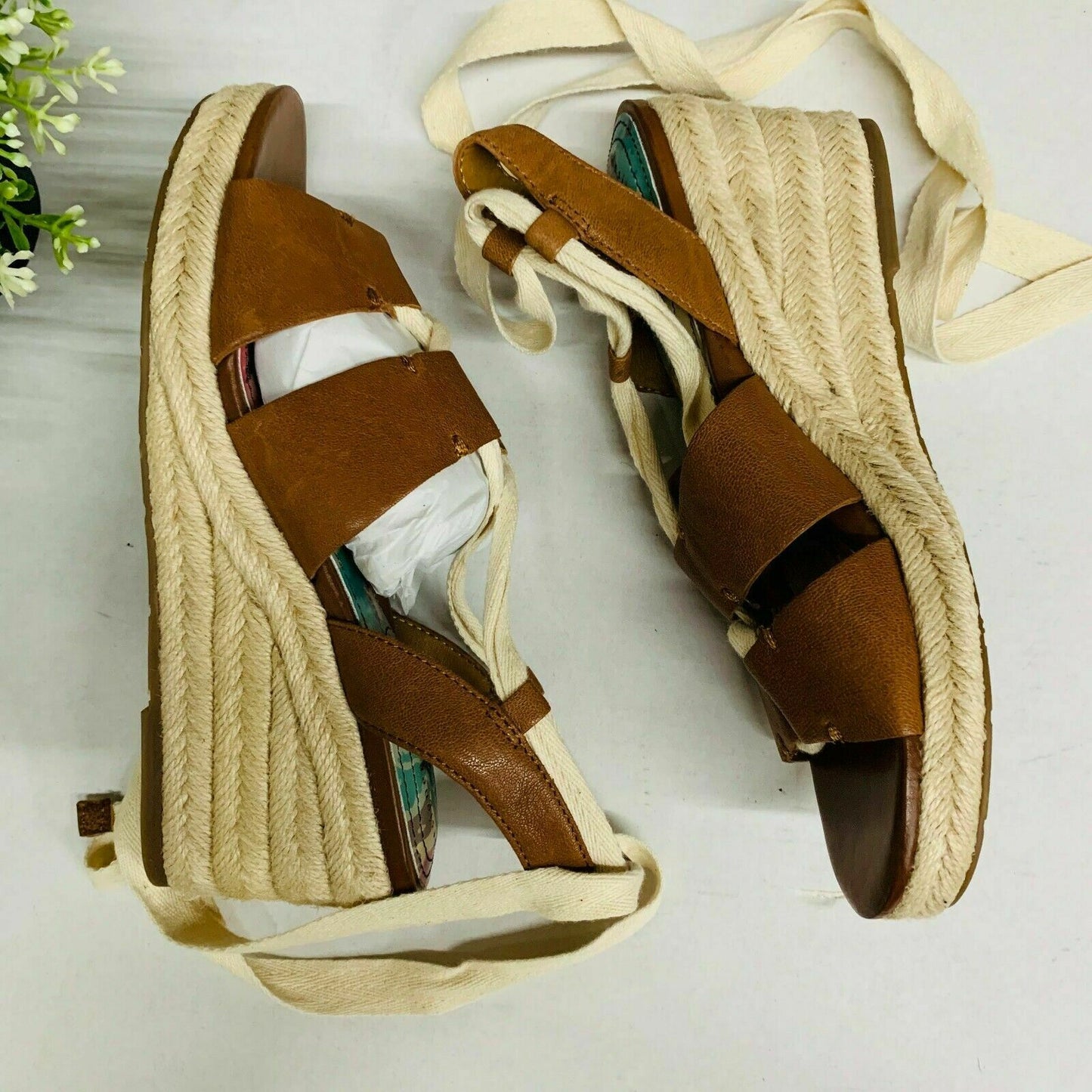 Patricia Nash TAN Riva Wedge 149LEA-TAN Tie Laces