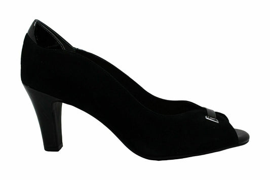 GIANI BERNINI WOMENS VALII SUEDE PEEP TOE CLASSIC PUMPS, BLACK, SIZE 6 M