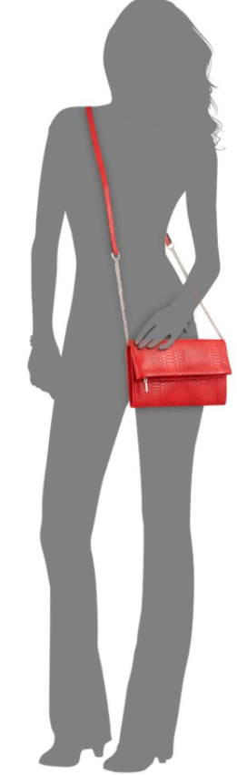 INC Averry Tunnel Red Crossbody Embossed Snake Shoulder Bag Convertible Clutch