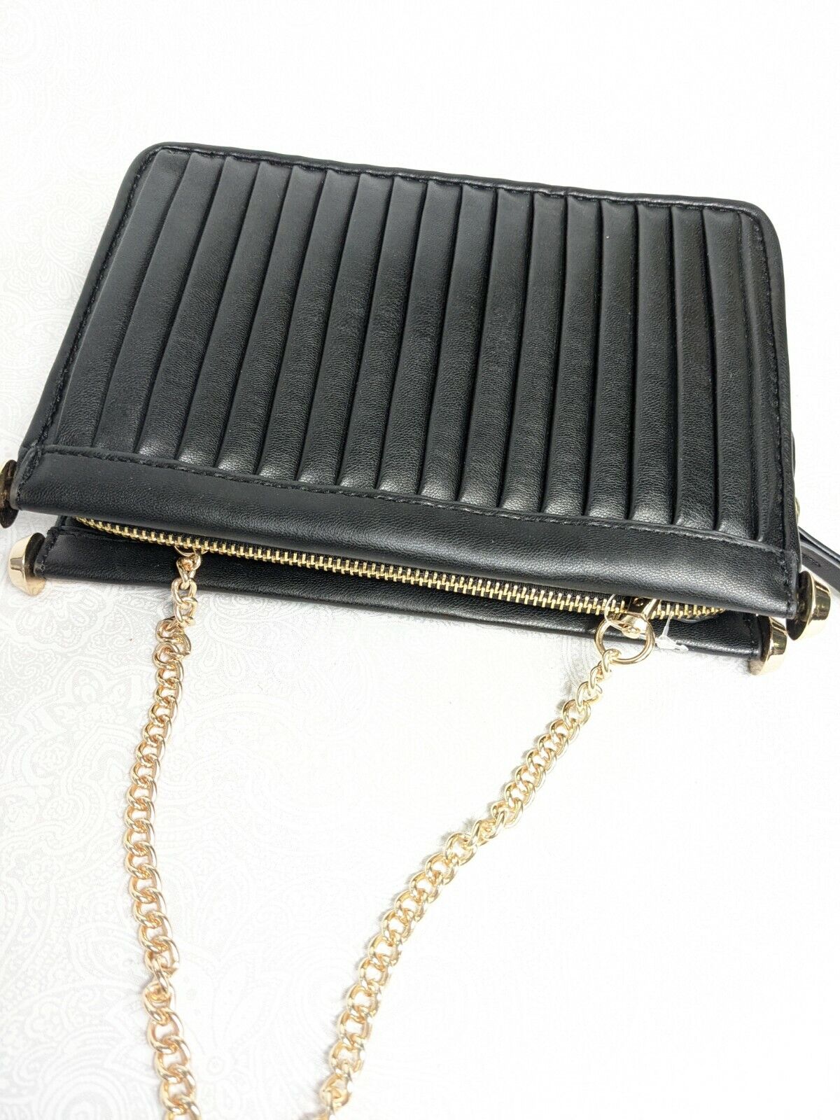 ALFANI Dowel pleated faux-leather crossbody shoulder bag  Color Black