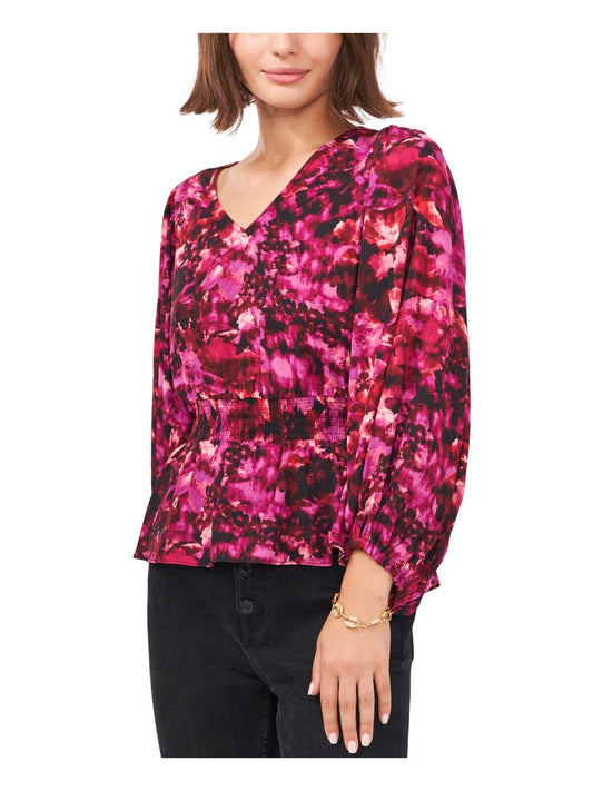 Vince Camuto Women's Printed Peplum Blouse  Color Plum/Black Size L