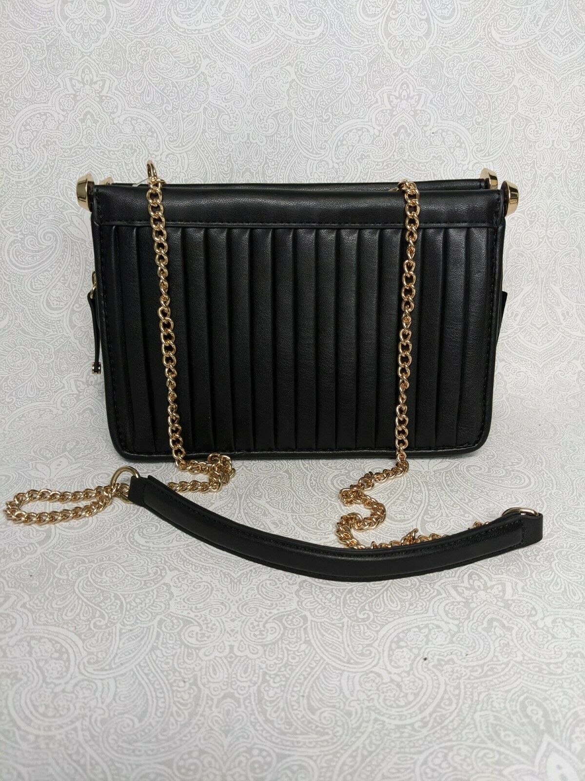 ALFANI Dowel pleated faux-leather crossbody shoulder bag  Color Black