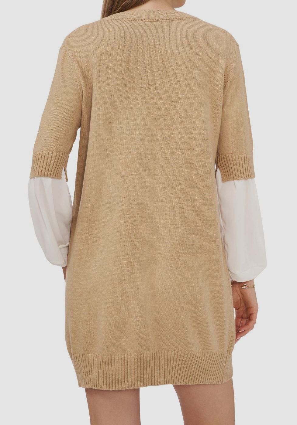 Vince Camuto Women's Layered-Look Sweater Dress Color Latte Heather Size L