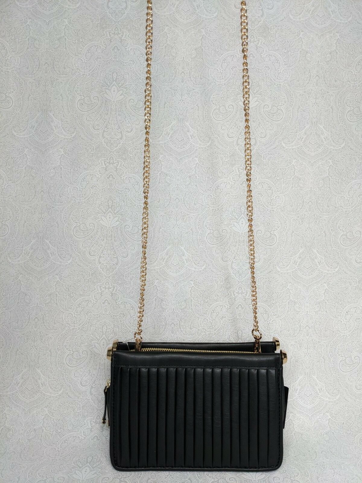 ALFANI Dowel pleated faux-leather crossbody shoulder bag  Color Black