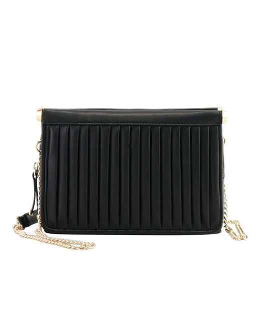 ALFANI Dowel pleated faux-leather crossbody shoulder bag  Color Black