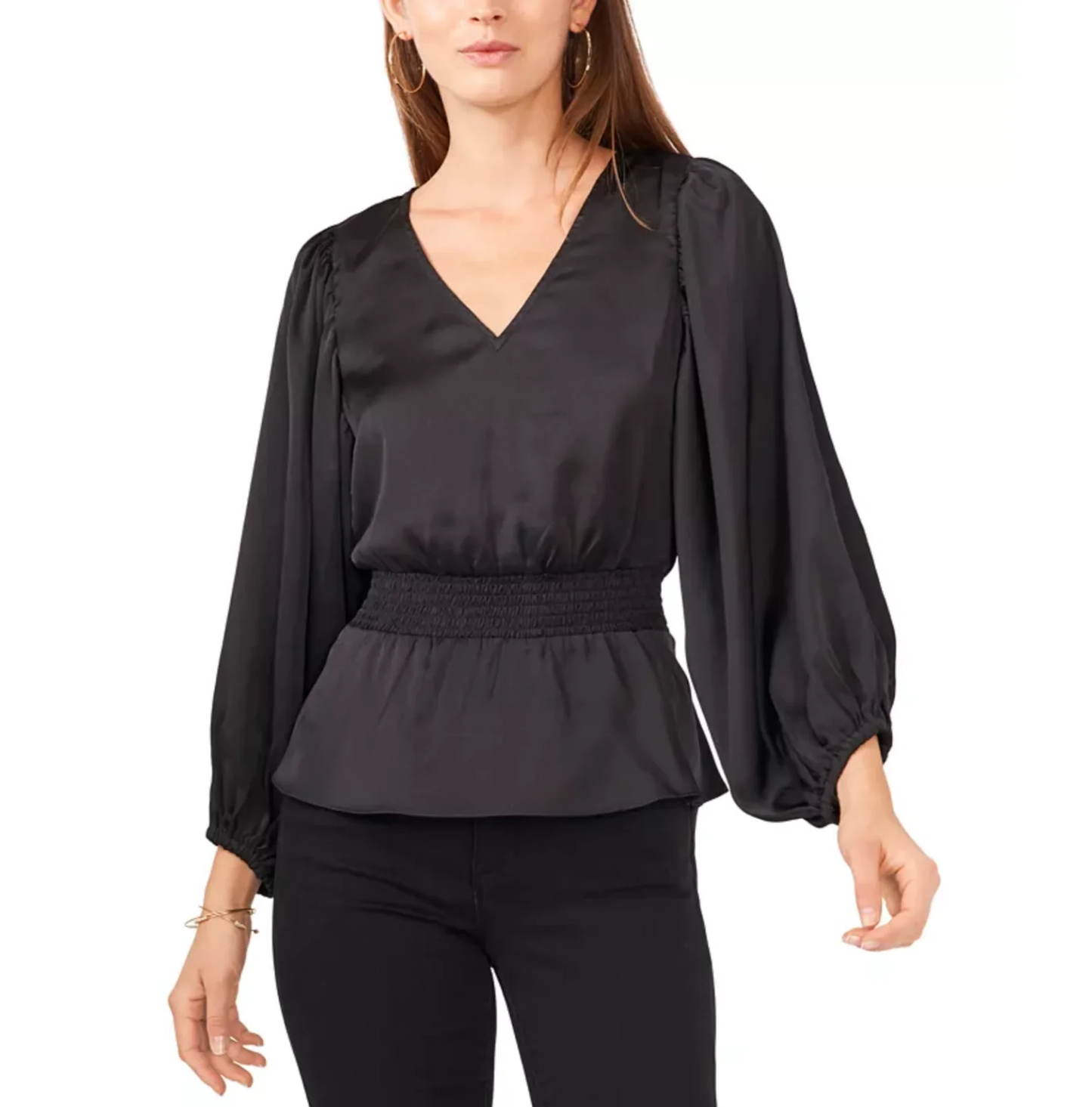 Vince Camuto Women's Peplum Blouse  Color Black Size XS