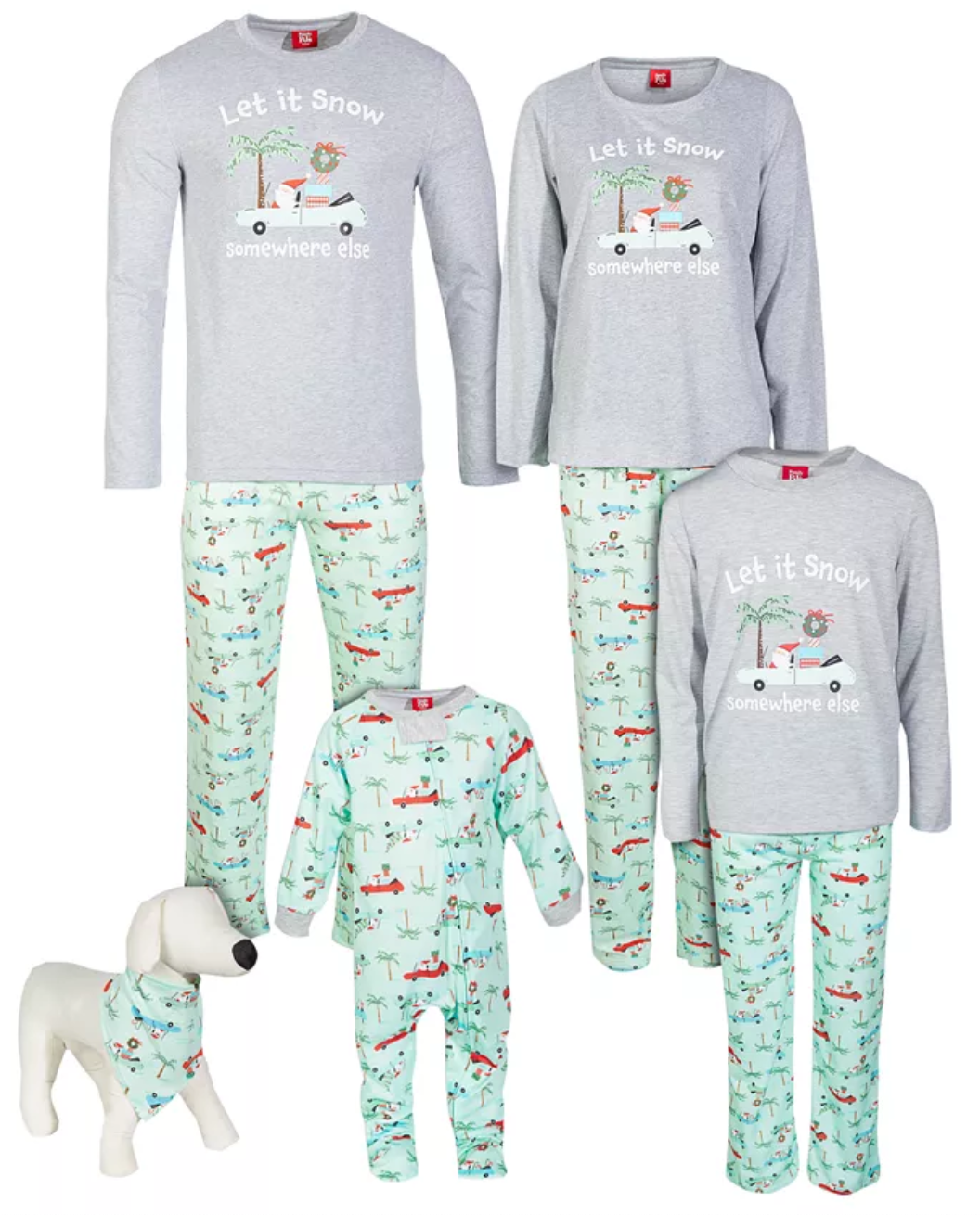 Family Pajamas Toddler Kids' 2-Piece Tropical Santa Pajama Set  Color Gray/Green Size 2T/3T