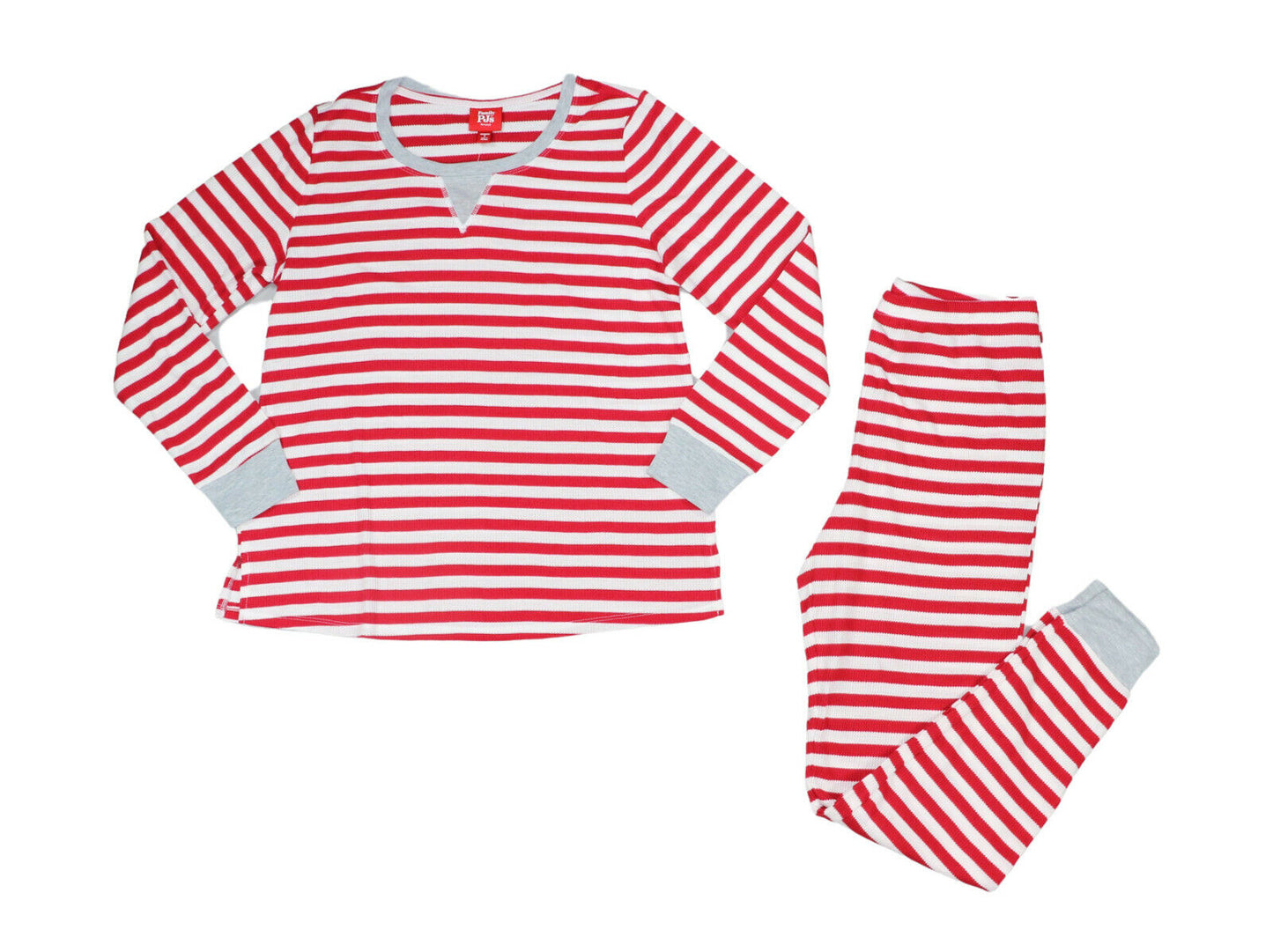 Family PJs 2-Piece Striped Waffle-Knit Top & Bottom Pajama Set  Color Red Size XXL