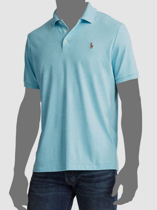 Polo Ralph Lauren Men's Classic-Fit Soft Cotton Polo Shirt  Color Beach Aqua Heather Size XL