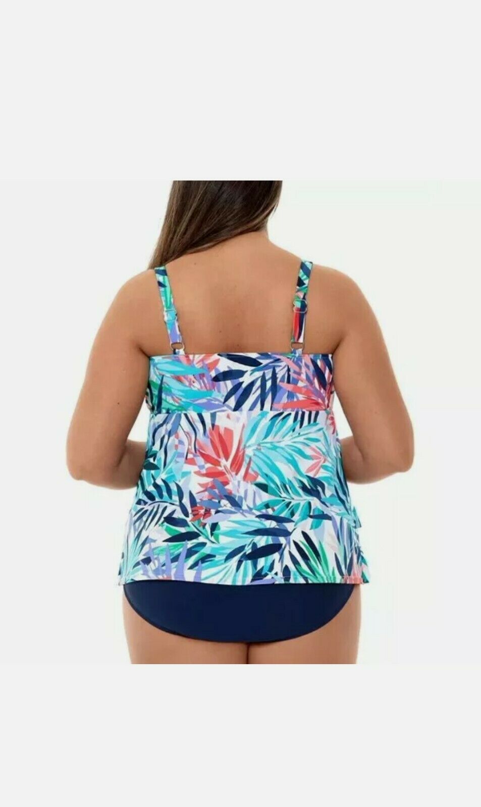 Swim Solutions PALM SPRINGS Printed Tiered Tankini Swim Top