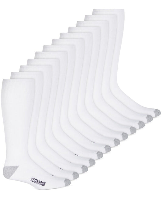 Club Room Mens Over the Calf Socks 12-Pack  Color White ONE SIZE