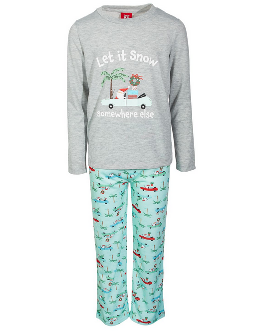 Family Pajamas Toddler Kids' 2-Piece Tropical Santa Pajama Set  Color Gray/Green Size 2T/3T