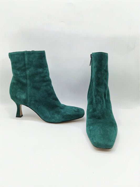 Sam Edelman Women's Lizzo Martini-Heeled Booties  Color Green Suede Size 6.5M