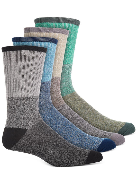 Sun Stone Mens 4-Pk. Colorblocked Crew Socks  Color Dark Grey ONE SIZE