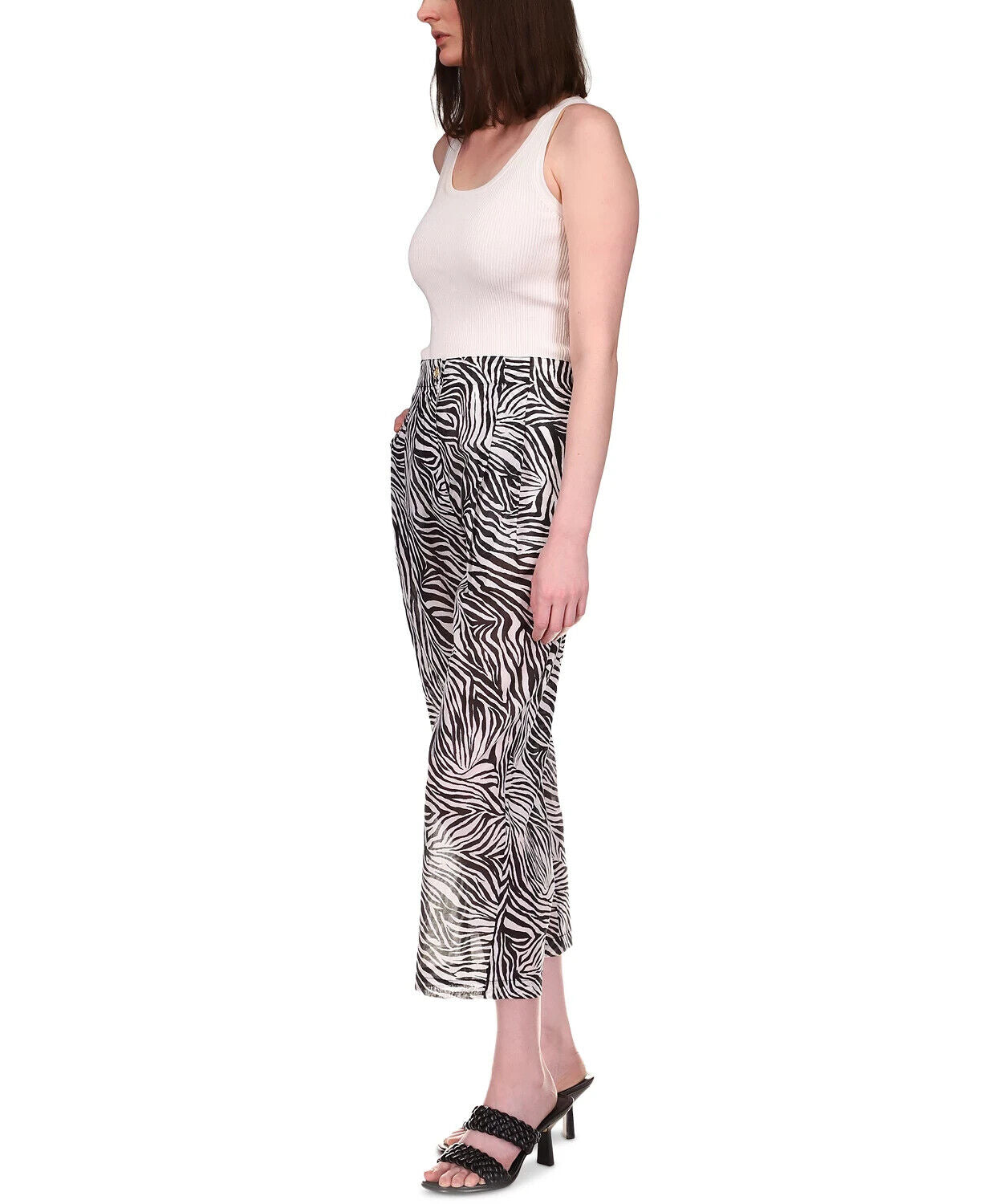 Michael Kors Women's Cotton Zebra-Print Pants  Color White/Black Size 0