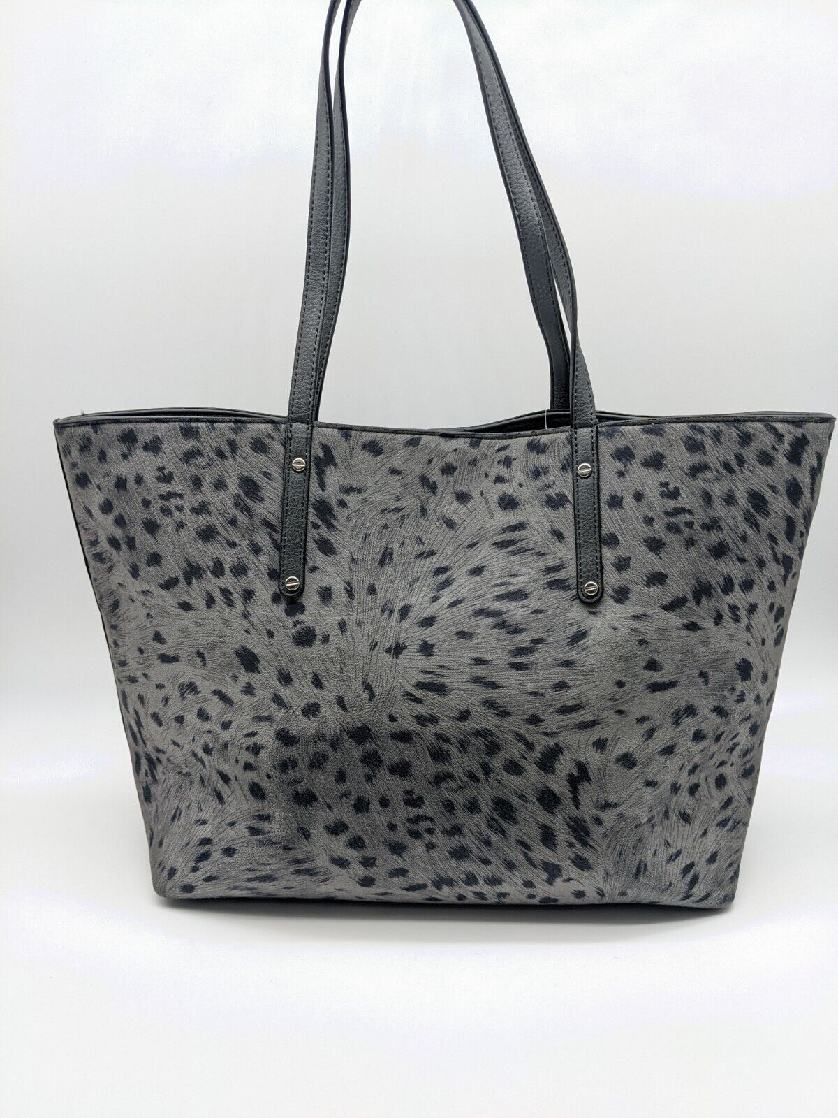 INC Zoiey faux-leather women's XL tote bag  Color CHARCOAL ANIMAL PRINT