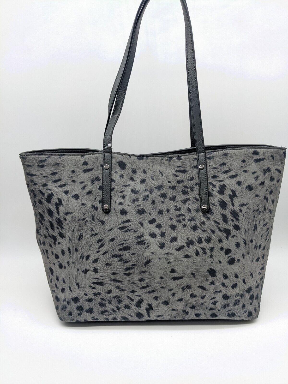 INC Zoiey faux-leather women's XL tote bag  Color CHARCOAL ANIMAL PRINT