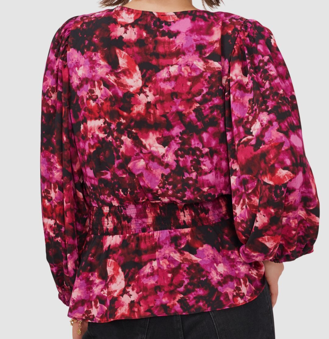 Vince Camuto Women's Printed Peplum Blouse  Color Purple Size M