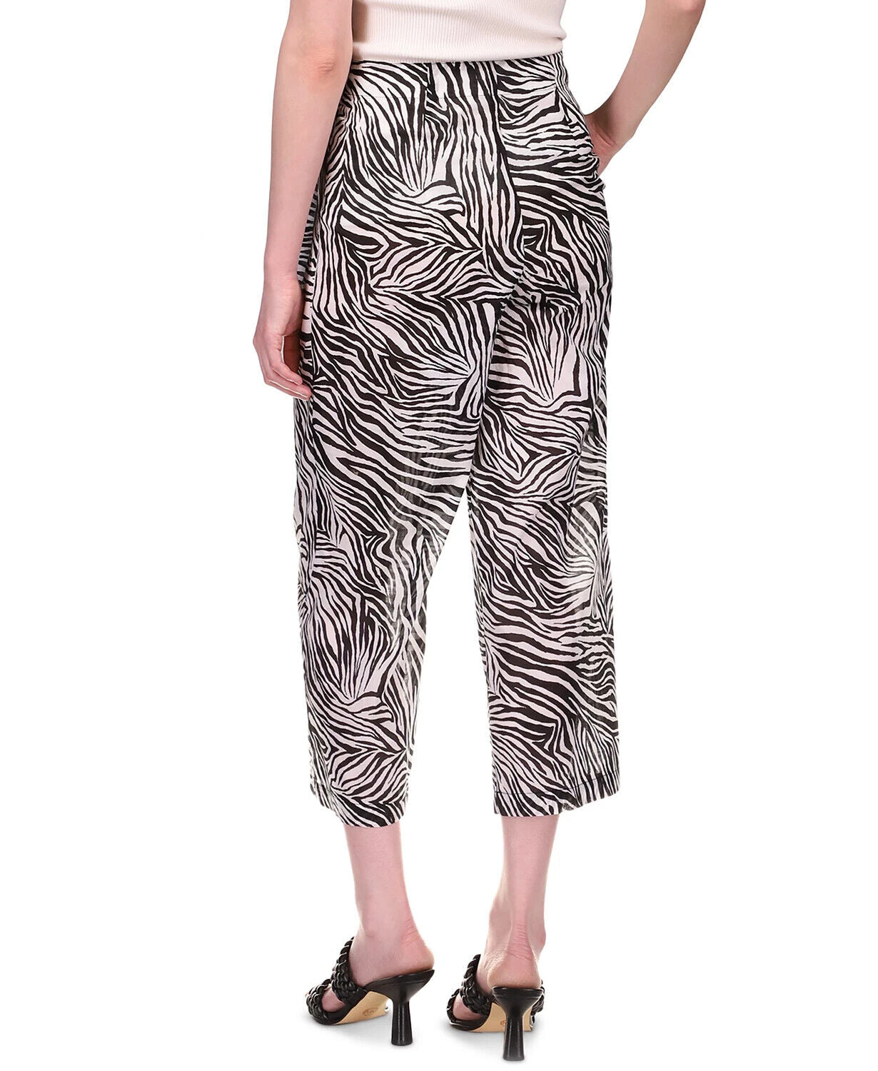 Michael Kors Women's Cotton Zebra-Print Pants  Color White/Black Size 0