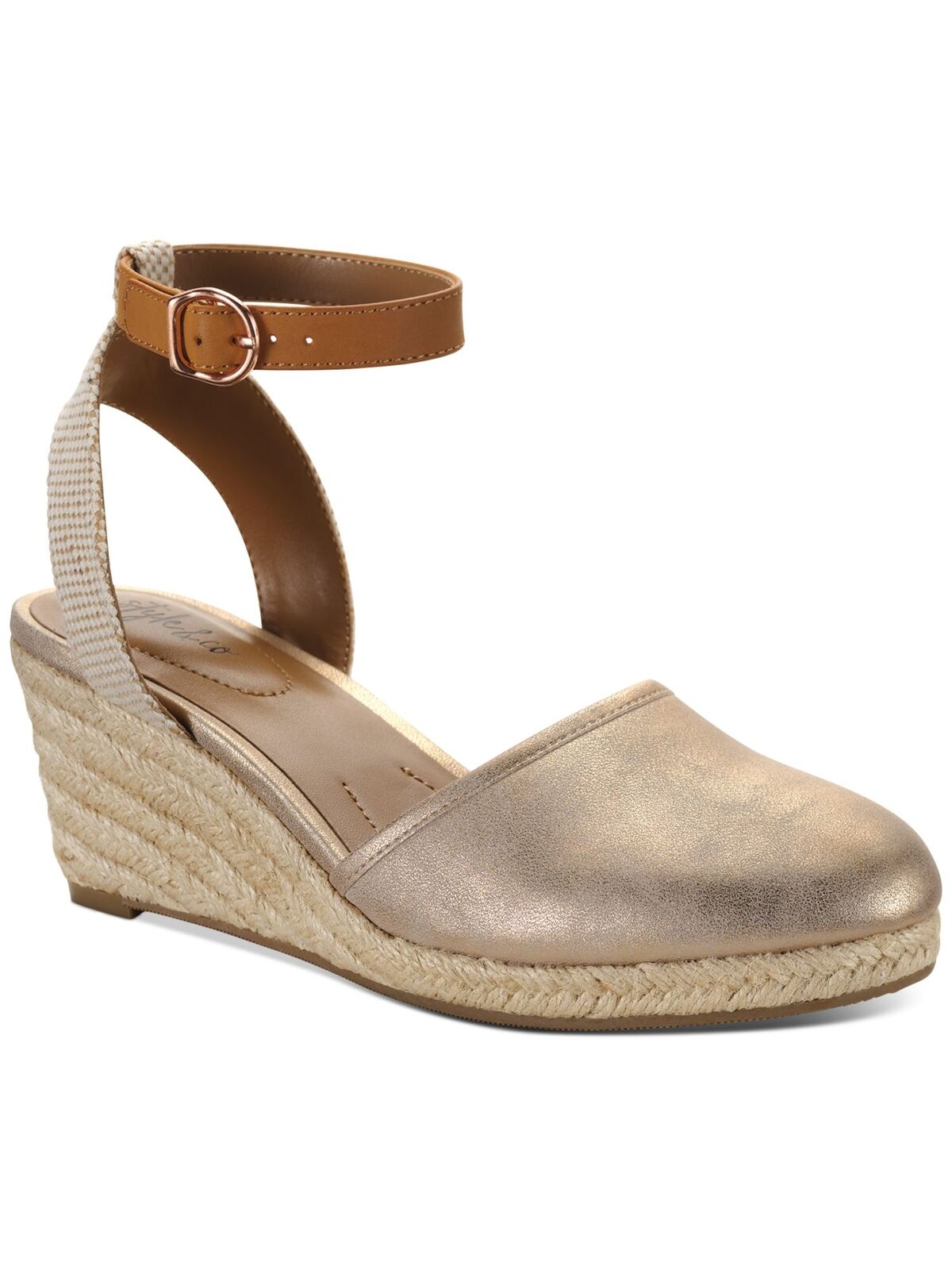 Style & Co Womens Mailena Round Toe Wedge Buckle Espadrille  Color Beige Size 8M