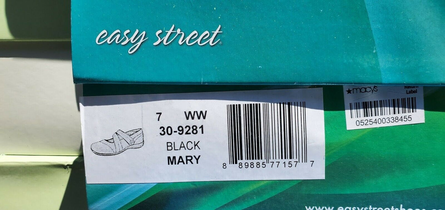 Easy Street Black Mary Flats Size 7 WW