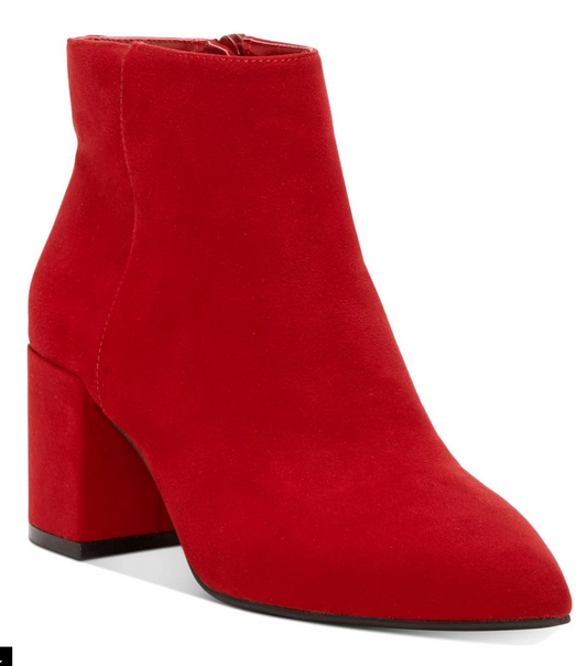 INC OMIRA WOMEN'S FAUX SUEDE POINTED TOE DRESS BOOTS COLOR — Dark Red Size 8 M