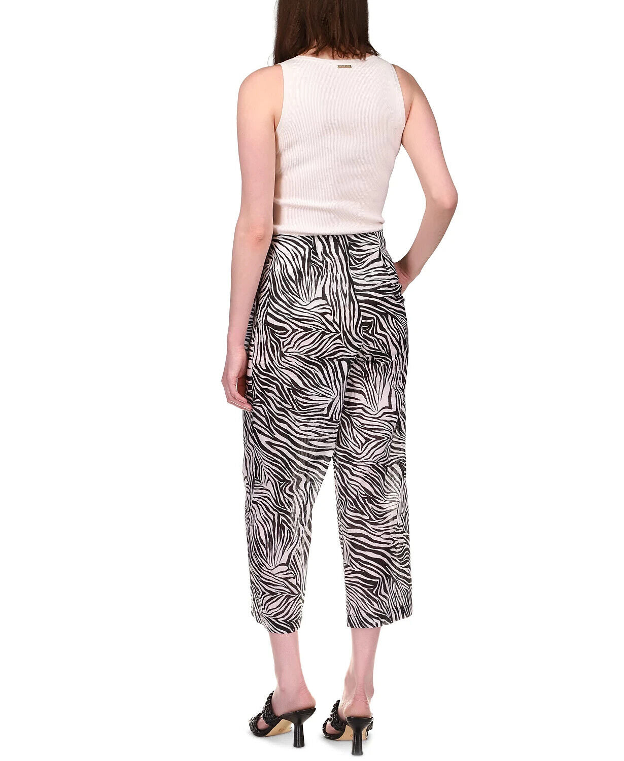 Michael Kors Women's Cotton Zebra-Print Pants  Color White/Black Size 0