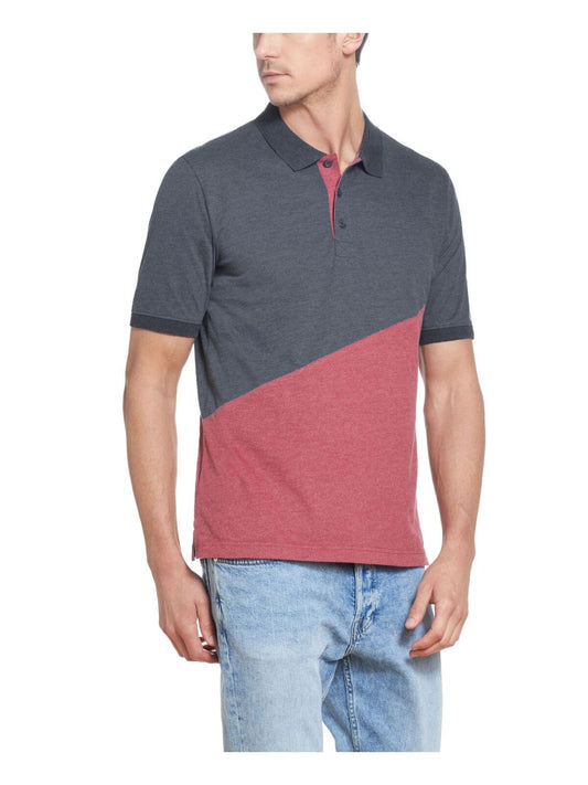 WEATHERPROOF VINTAGE Men's Color Block Jersey Polo Shirt  Color Gray/Red Size L