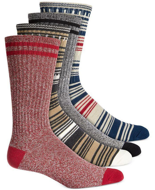 Sun Stone Mens 4-Pk. Stripe Crew Socks  Multicolor ONE SIZE