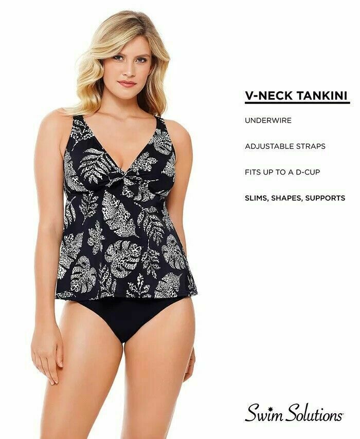 Swim Solutions Spotted Leaves Printed Underwire Tankini Top