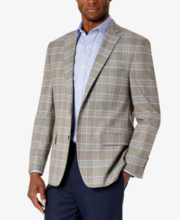 Lauren Ralph Lauren Mens UltraFlex Plaid Blazer  Color Tan/Blue Size 42L