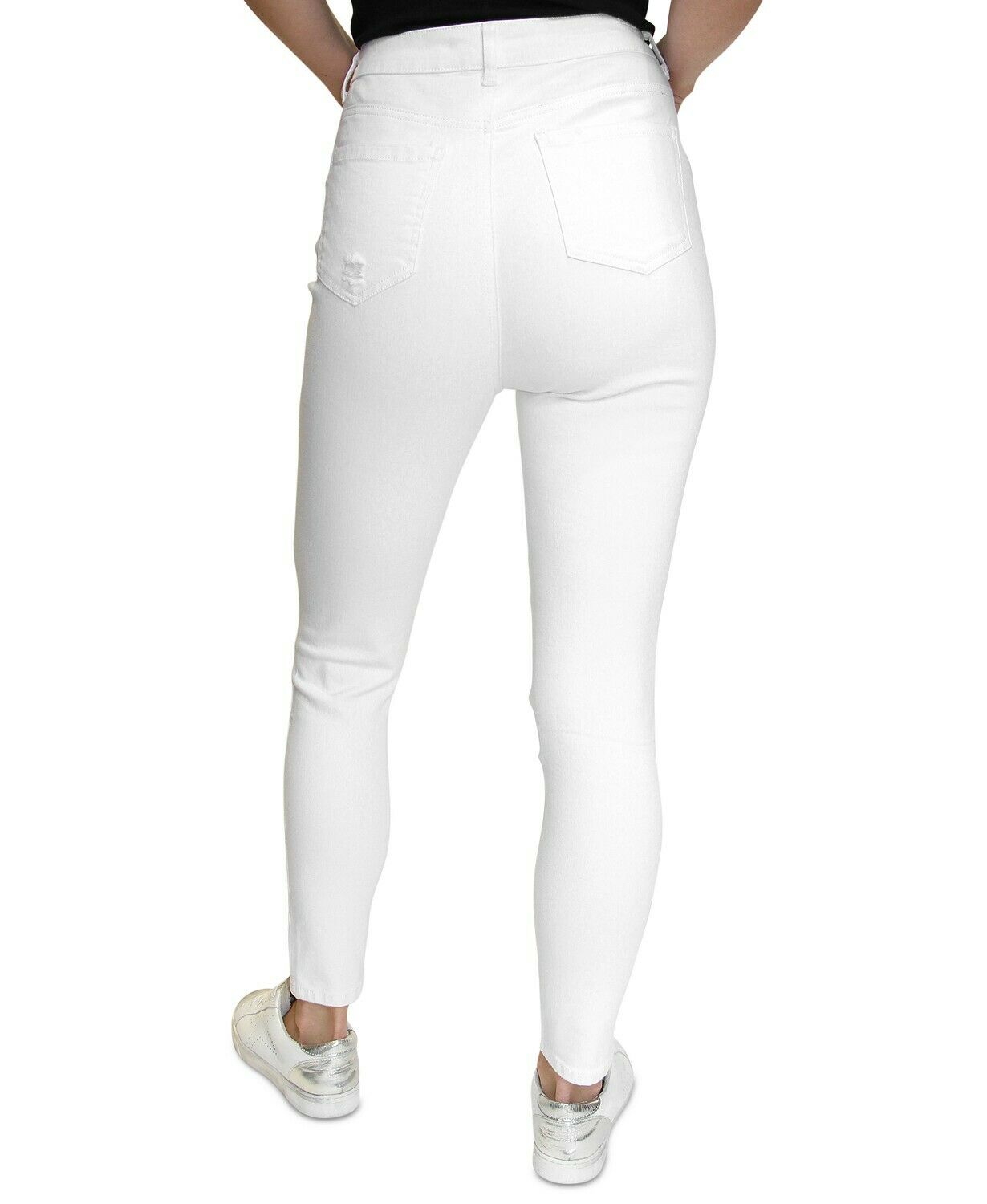 Almost Famous Juniors' White Distressed High-Rise Skinny Jeans