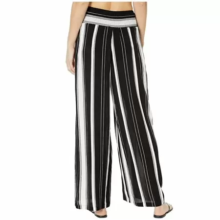 Ralph Lauren Stripe Cover-Ups Rayon Stripe Smocked Pants  Color Black/White Size XL