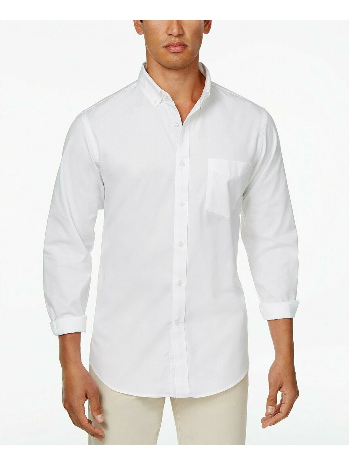 CLUB ROOM Men’s Collared Dress Shirt   Color White 17.5 32/33